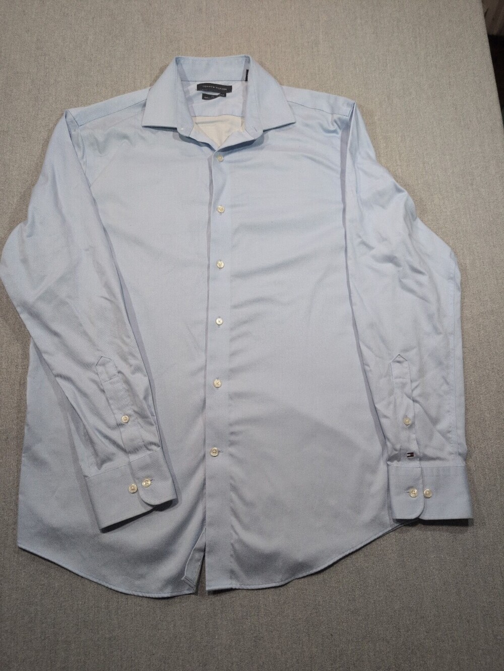 Tommy Hilfiger Mens Light Blue Regular Fit Stretch Dress Shirt 16 34 35